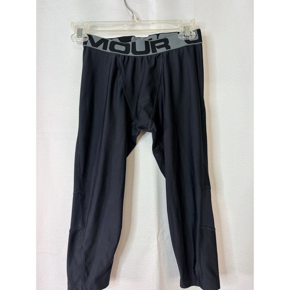 Boys Under Armour 3/4 Running Compression Pants Tights Medium Black